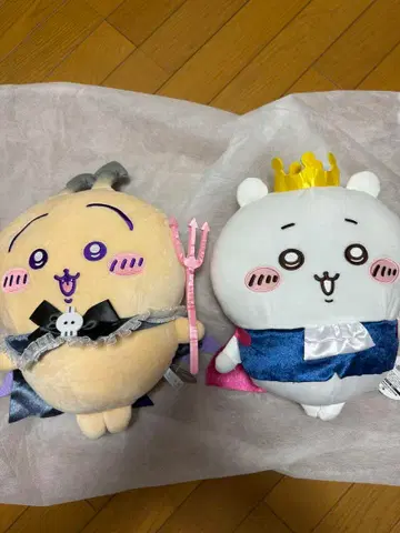 치이카와 천사와 악마 봉제 인형 2개 세트 왕관과 망토 포함