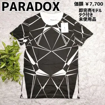PARADOX 티셔츠 올 패턴 블랙 미사용품 파라독스 올 패턴 반팔