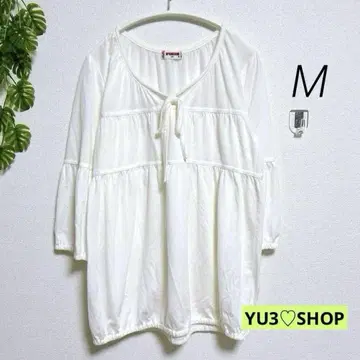 맥레거 M 5부 소매 튜닉 셔츠 화이트/흰색 텐셀 리본