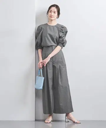 유나이티드 애로우즈 그레이 퍼프 슬리브 와이드 팬츠 셋업