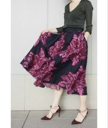 IENA LA BOUCLE 플라워 자카드 볼륨 스커트 38 일본제