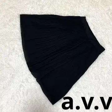 a.v.v 아 베 베(M) 플리츠 종아리 기장 스커트 무지 블랙