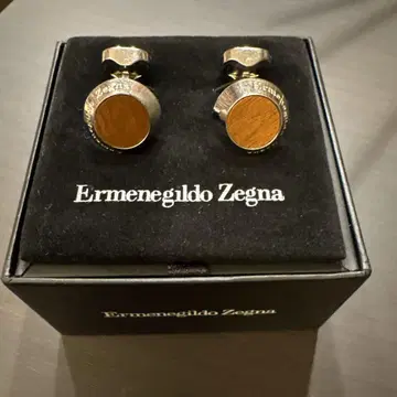 새상품급 Ermenegildo Zegna 커프스 링크 실버 x 우드