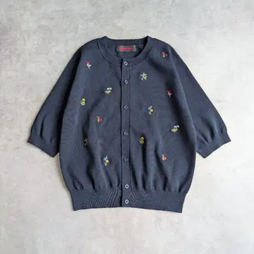 CABaN GREEN SHOWER 자수 하프 슬리브 가디건