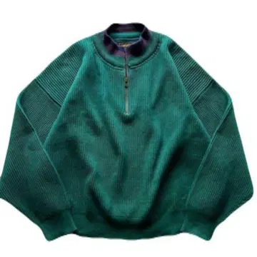 여름 한정판 80's Eddie Bauer 하프 지퍼 코튼 니트
