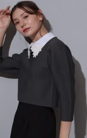 Rirandture 레이스 칼라 크롭 니트