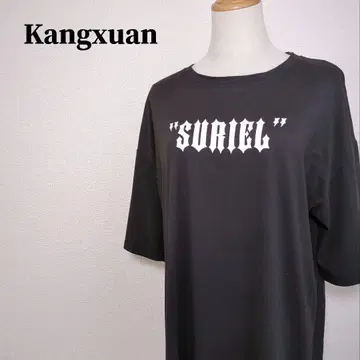 Kangxuan 뒷면 천사의 깃털 프린트 티셔츠 블랙 XXL