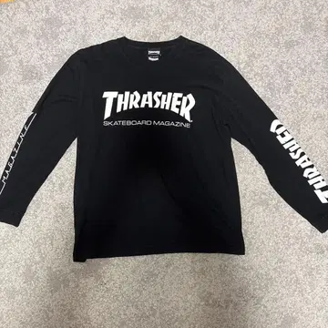 THRASHER 블랙 롱 슬리브 셔츠