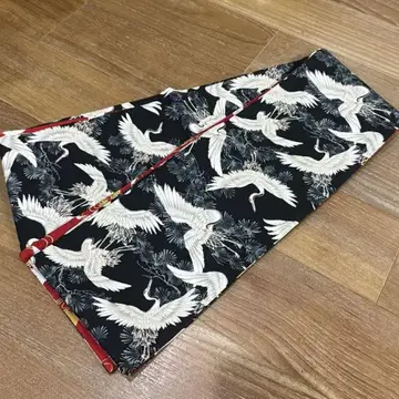 헤코오비 성인 블랙 베이스에 흰 학 리버서블