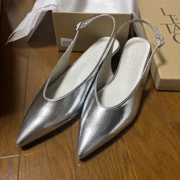 LE TALON 3.5cm 포인티드 슬링백 펌프스 실버