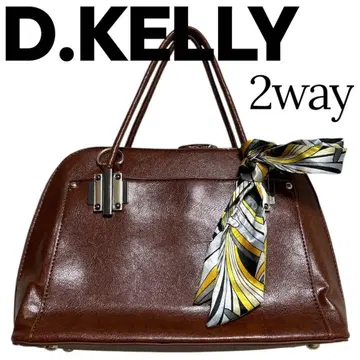 컨디션 최상 D.KELLY 2way 핸드백 브라운 스카프 헤이세이 레트로