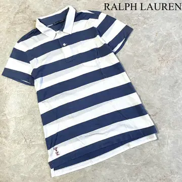 RALPH LAUREN 일본제 코튼 100% 보더 무늬 반팔 피케 셔츠