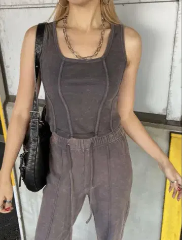 그레이 셋업 여성 팬츠