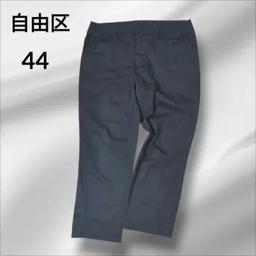 자유구 캐주얼 팬츠 버튼 7부 기장 네이비 44