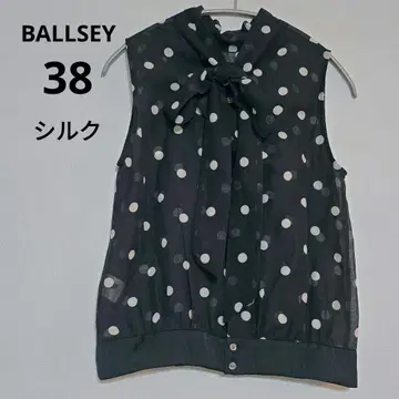 BALLSEY 보르지 도트 슬리브리스 블라우스 리본 보타이