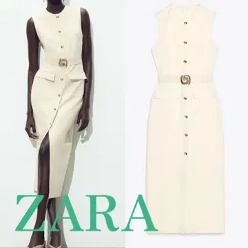 ZARA 자라 크레이프 소재 벨트 포함 미디 길이 원피스 2025
