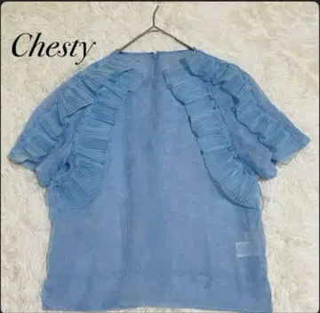 새상품급 Chesty 튤 블라우스 시어 블라우스 프릴 S 사이즈