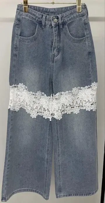 mily bilet 꽃무늬 레이스 와이드 데님 팬츠 S