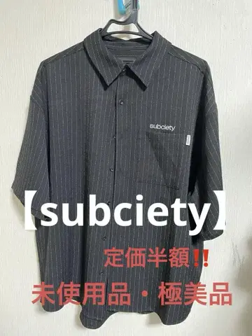 [ subciety ] 스트라이프 반팔 셔츠 블랙 XL 사이즈