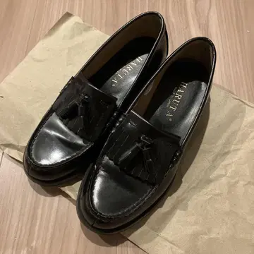하루타 HARUTA 퀼트 태슬 로퍼 24cm 3E 블랙 천연 가죽
