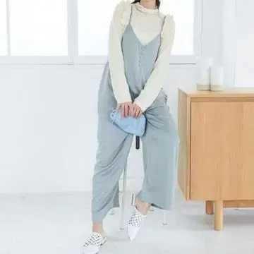 싸개 버튼 올인원 살로펫 새틴 블루 그레이 리본 myu