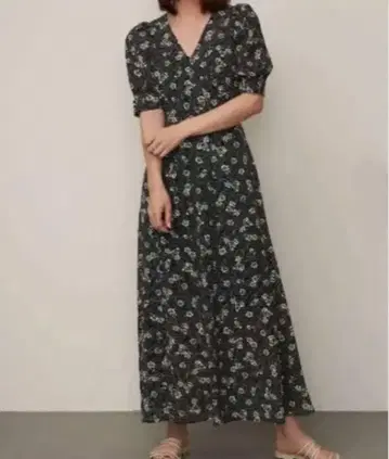 FRAY I.D 프레이 아이디 카슈쿨 원피스 꽃무늬 블랙 0