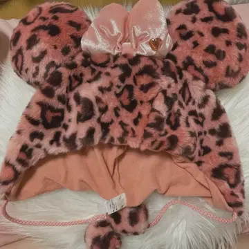 디즈니 팬 캡 레오파드 무늬 미니 핑크