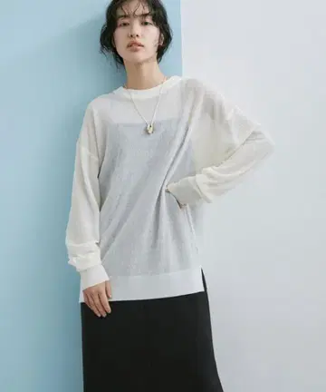 ADAM ET ROPE' 시어 조젯 니트 풀오버