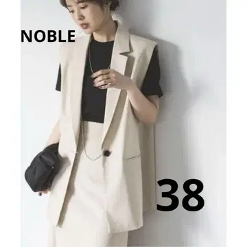 NOBLE 코튼 린넨 파워 숄더 베스트 베이지 사이즈 38