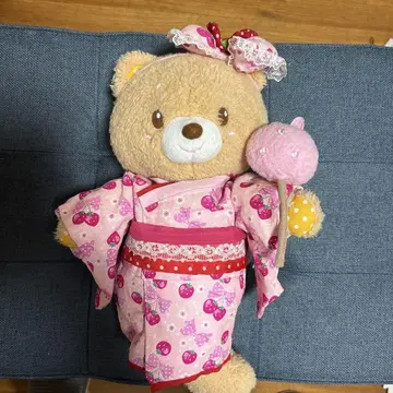 마더 가든 우사모모 M 사이즈 커스터드짱 딸기 무늬 기모노 봉제 인형