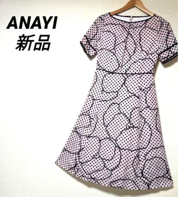 ANAYI 도트 라인 플라워 프린트 플레어 원피스 아나이 원피스