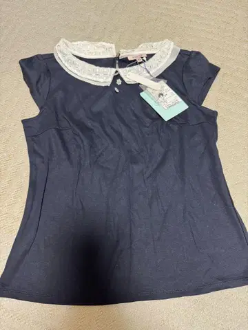 토카 카라 부착 블라우스 네이비