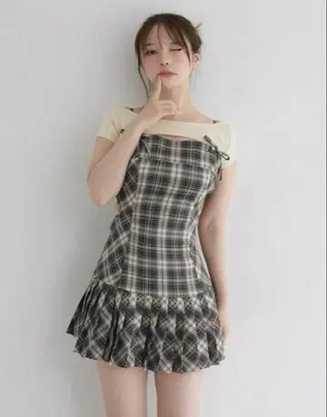 ANDMARY Karen 체크 미니 드레스 S 사이즈