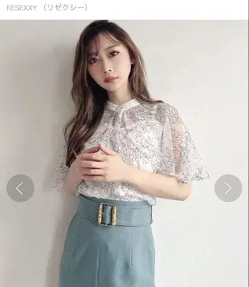 RESEXXY 꽃무늬 레이스 반팔 블라우스