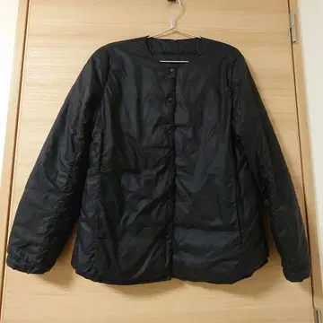 MUJI 경량 다운 포켓터블 노카라 자켓 여성 XL 블랙