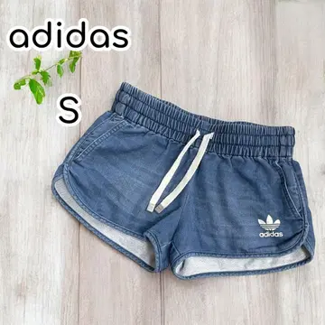 아디다스 숏 팬츠 데님 허리밴딩 블루 S