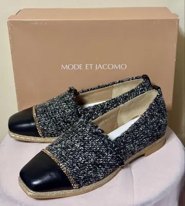 모드 에 자코모 바이컬러 에스파드리유 슬립온/블랙/22.5cm