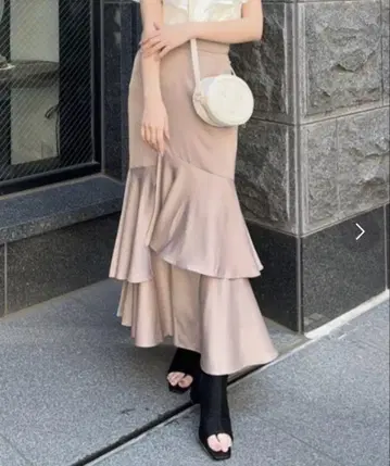 rienda 비대칭 레이어드 머메이드 스커트