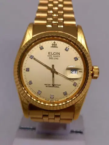 ELGIN DATE QUARTZ DELUXE 골드