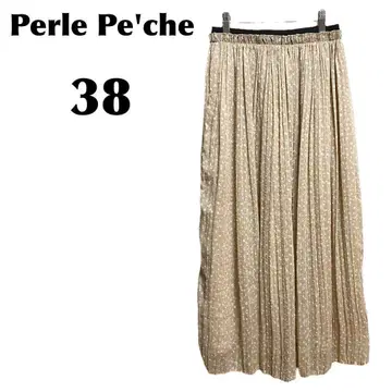 페르르페쉬/Perle Peche [38] 롱 스커트/플리츠 도트 무늬