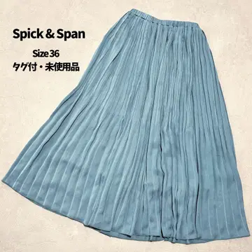 택 포함 Spick & Span 새틴 플리츠 스커트 롱 블루 36