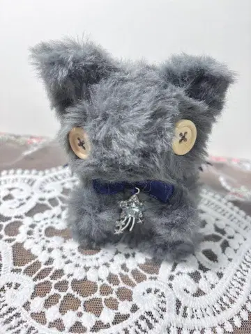 고양이, 그레이, 아미구루미, 뜨개질 인형, 버튼 눈