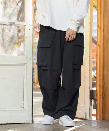 BEAMS HEART 벌룬 밀리터리 카고 팬츠 블랙 L