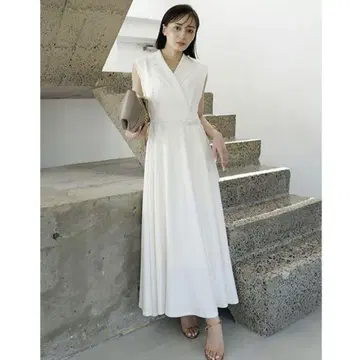 anuans 더블 새틴 테일러드 플레어 원피스