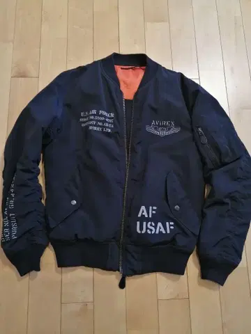 AVIREX 플라이트 자켓 USAF 스텐실 모델 블랙 L 사이즈