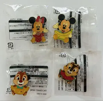 미키 미니 칩 데일 핀 배지 4개 세트