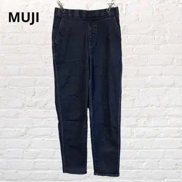 MUJI 스트레치 팬츠 데님 팬츠 인디고 S 허리밴딩 스트레이트