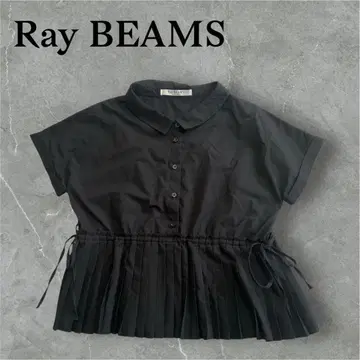 Ray BEAMS 레이 빔스 플리츠 절개 셔츠 하프 슬리브