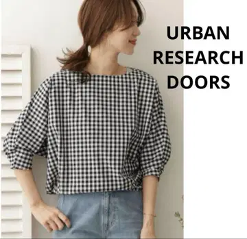URBAN RESEARCH DOORS 깅엄 체크 돌먼 블라우스