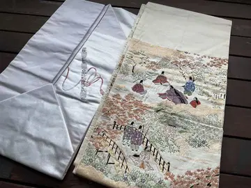 겐지 에마키풍 자수 오비 2개 리메이크 재료